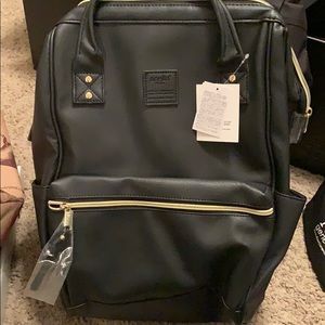 Anello black faux leather backpack “regular” size